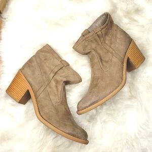 CQupid western style pull on taupe ankle booties 6